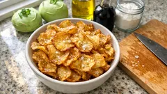 Kohlrabi-Chips wie vom Apéro-Buffet: extra knusprig dank Maisstärke