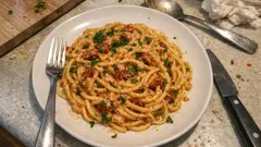 Spaghetti Cinque P: cremige Pasta in 20 Minuten mit Dörrtomaten und Parmesan