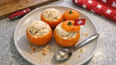 Mandarinen-Glace mit Zimt & Sternanis – serviert in der Schale, herrlich winterlich