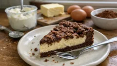 Russischer Zupfkuchen: saftiger Quarkkuchen mit mürbem Kakaoteig