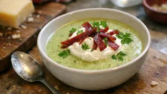 Cremige Broccolisuppe mit Mostbröckli – einfach, fein und in kurzer Zeit gemacht