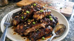 Coffee-Ribs: knusprige Schweinsrippchen mit dunkler Kaffeesauce zum Glasieren