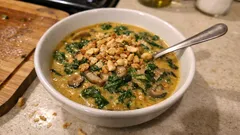 Cremiges Spinat-Pilz-Curry mit Kokosmilch – ideal fürs schnelle Znacht