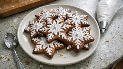Lebkuchen-Schneesterne mit Eiweissglasur – so bleiben die Guetzli schön in Form