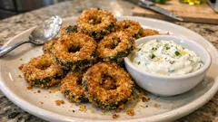 Knusprige Zucchetti-Ringe aus dem Ofen – mit frischer Joghurtsauce