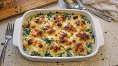 Ravioligratin mit Rahmspinat – schnell aus dem Ofen, mit würziger Appenzeller-Kruste
